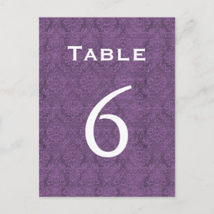 Plum Purple Damask Wedding Table Number 6 C205 Postcard