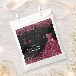 Plum Purple Dress Faux Glitter Sweet 16 Birthday Favour Bag