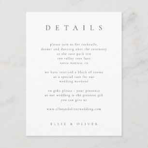 Plum Purple Elegant Boho Details I Wedding Modern Enclosure Card