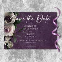 Plum Purple Elegant Floral Modern Wedding