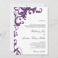 Plum Purple Elegant Mariage damassé Invitation