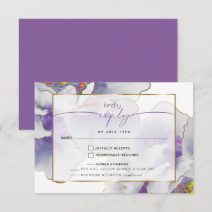 Plum Purple Fantasy Peony  RSVP Card