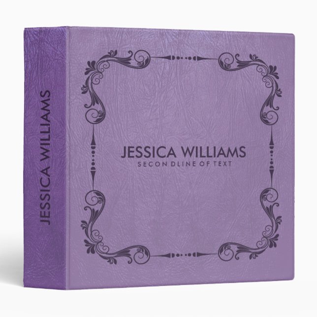 Plum Purple Faux Leather Print Binder (Front/Spine)
