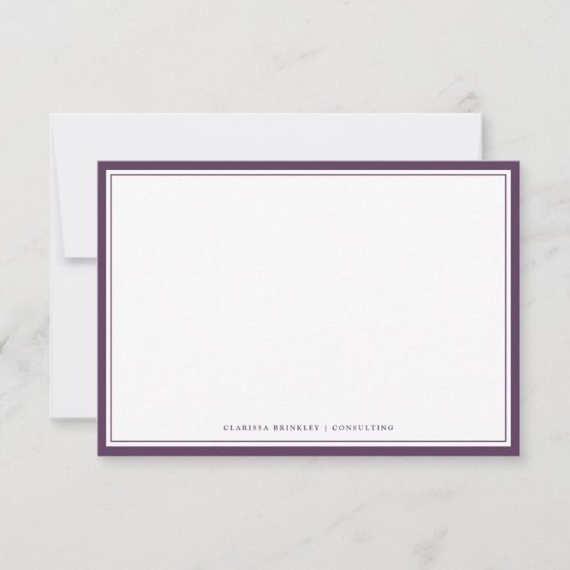 Plum Purple Flat Note Card (Front)
