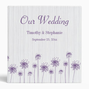 Plum purple floral stripes wedding avery binder