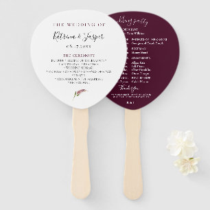 Plum Purple Floral Wedding Program Hand Fans