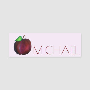 Plum Purple Fresh Summer Fruit Grocery Greenmarket Name Tag