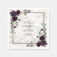 Plum Purple Gold Watercolor Marble Wedding