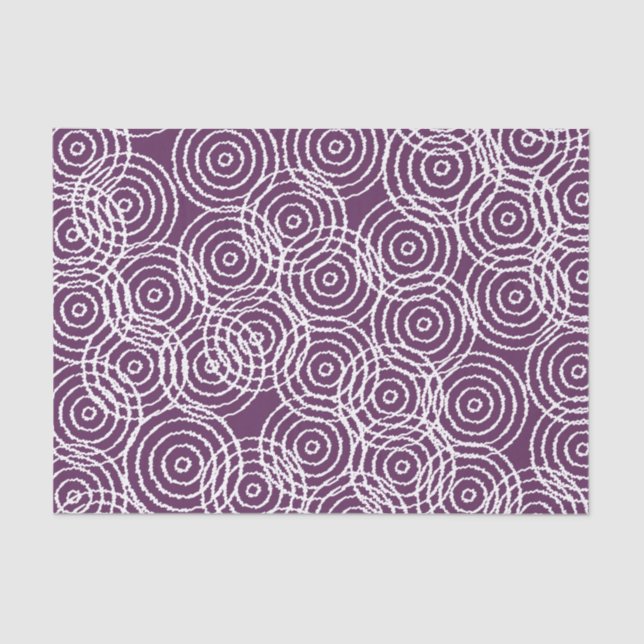 Plum Purple Ikat Overlap Circles Geometric Pattern Tissue Paper (Front)