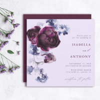 Plum Purple & Indigo Blue Floral Wedding Square