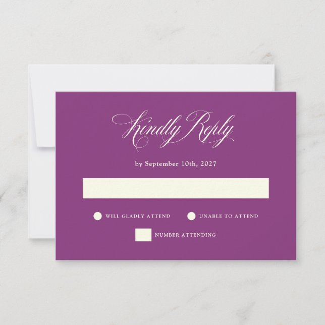 Plum Purple | Italian Elegance Wedding RSVP Card (Front)