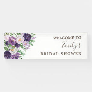 Plum Purple Lavender Greenery Bridal Shower Banner
