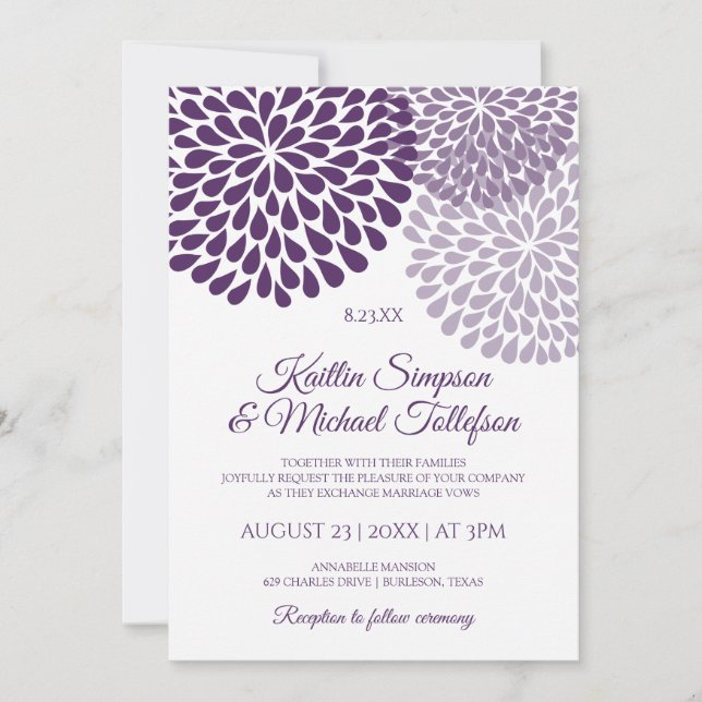 Plum, Purple & Lavender Wedding Invitations (Front)