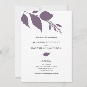 Plum Purple Leaf Wedding Invitation