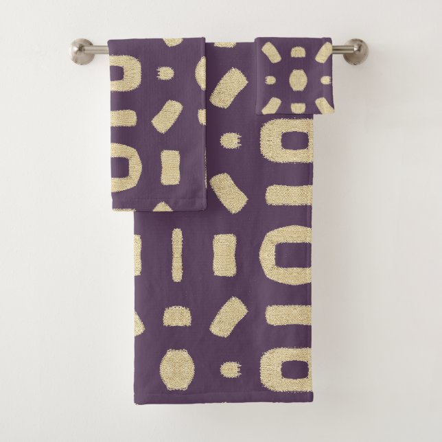 Plum Purple Like African Kuba Kente Mud Cloth (Insitu)