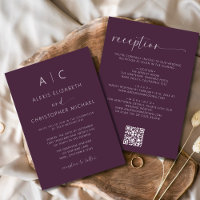 Plum Purple Minimalist All In One Wedding QR Code