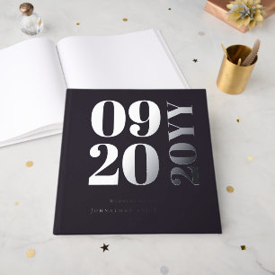 Plum Purple Minimalist Bold Type Wedding Guest Book