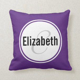 Plum Purple Monogram Name Keepsake Throw Pillow