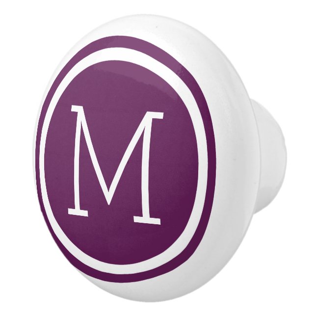 Plum Purple Monogram Personalized Drawer Knob (Right)