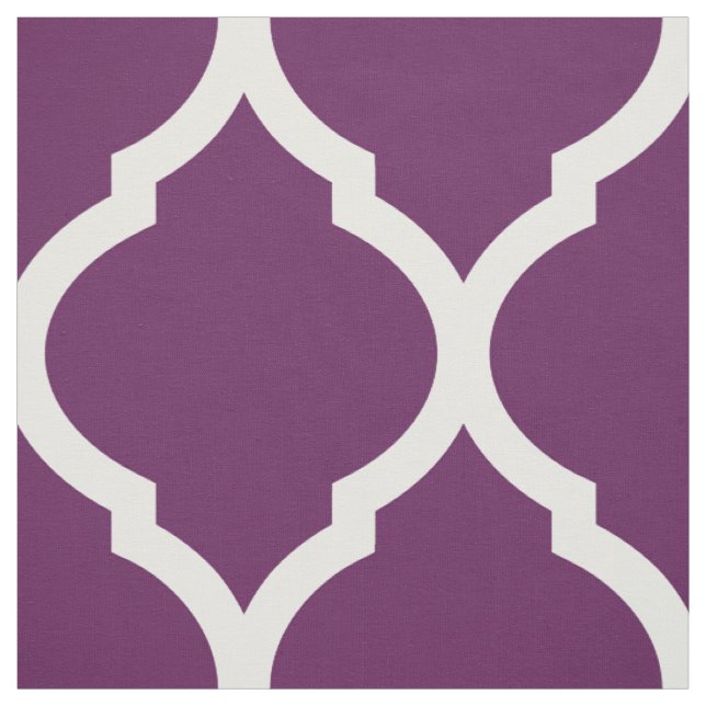 Plum Purple Moroccan Quatrefoil Large Scale Fabric (Swatch)