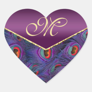 Plum Purple Peacock Monogram Envelope Seal