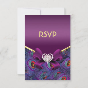 Plum Purple  Peacock RSVP Card