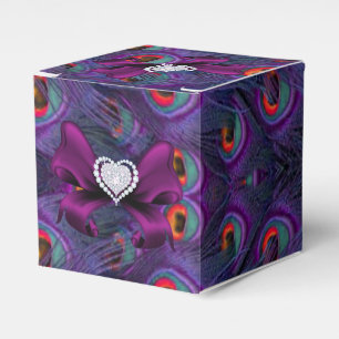 Plum Purple Peacock Wedding Favour Box