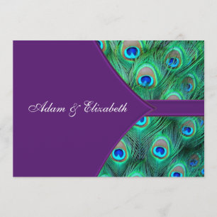 Plum Purple Peacock Wedding Invitation