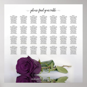 Plum Purple Rose 28 Table Wedding Seating Chart