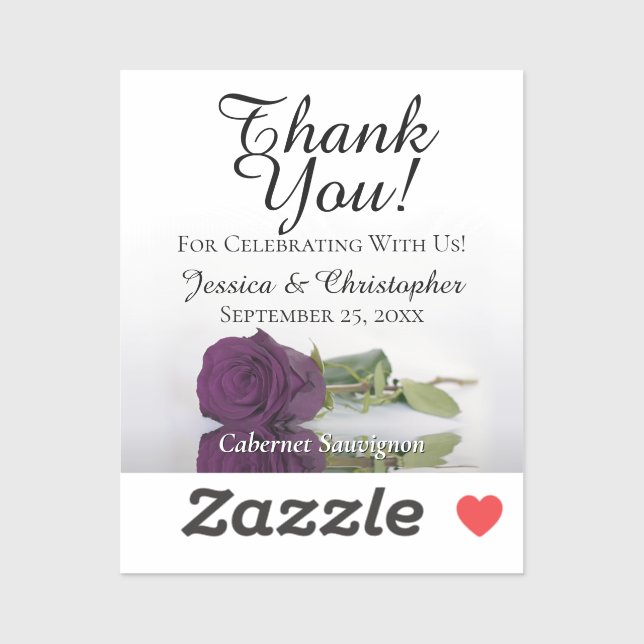 Plum Purple Rose Elegant Wedding Mini Bottle Label (Sheet)