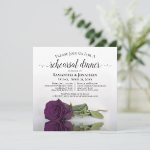 Plum Purple Rose Elegant Wedding Rehearsal Dinner Invitation