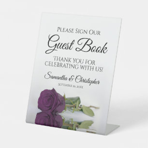 Plum Purple Rose Please Sign Our Guest Book