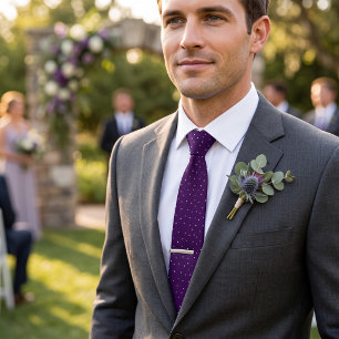Plum Purple Scattered Dots Tie