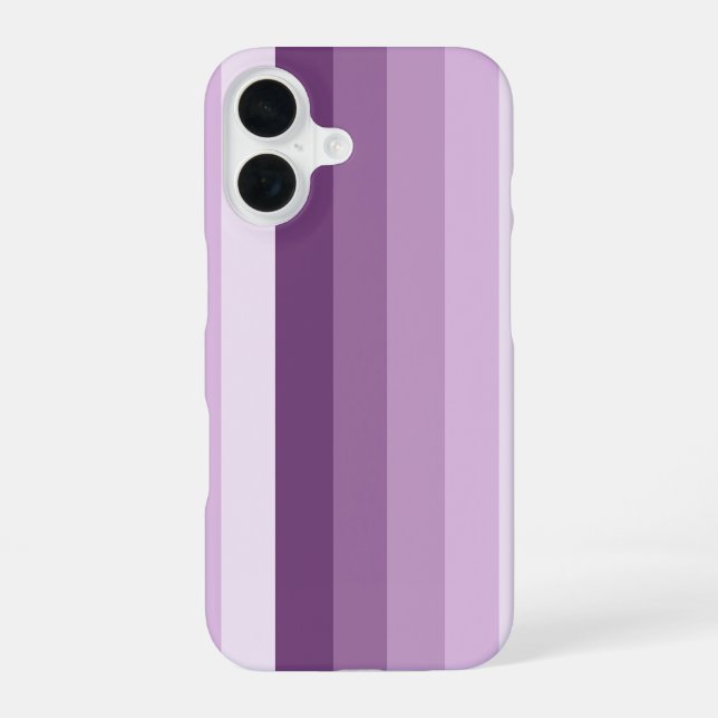 Plum purple shadow stripes iPhone 16 case (Back)