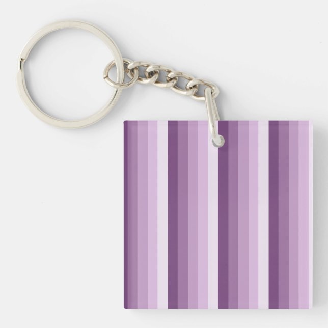 Plum purple shadow stripes keychain (Front)