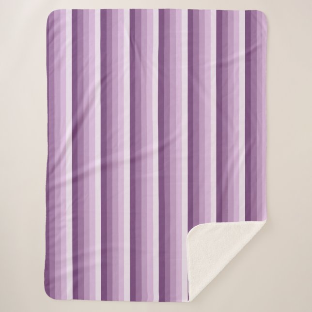 Plum purple shadow stripes sherpa blanket (Front)
