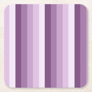 Plum purple shadow stripes square paper coaster