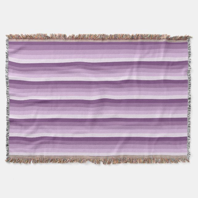 Plum purple shadow stripes throw blanket (Front)