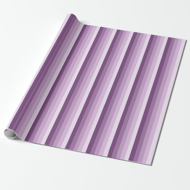 Plum purple shadow stripes wrapping paper (Unrolled)