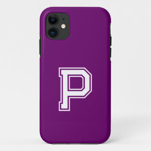 Plum Purple Solid Colour Minimalist Monogram iPhone 11 Case