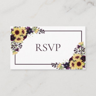 Plum Purple Sunflower Watercolor Enclosure Card
