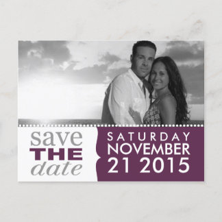 Plum Purple Sweet Beginnings Save the Date Photo Announcement Postcard