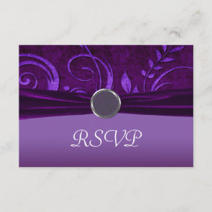 Plum & Purple Velvet Wedding Swirl RSVP Card