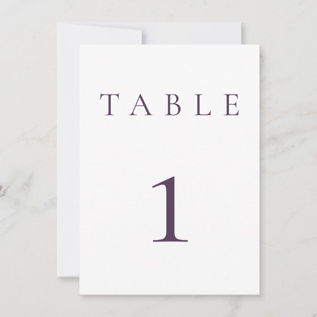 Plum Purple Wedding/Event Table Number (Front)