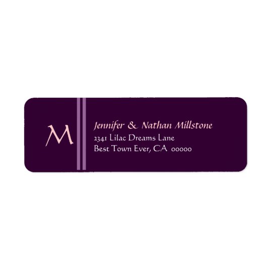 PLUM PURPLE Wedding Monogram Address Label