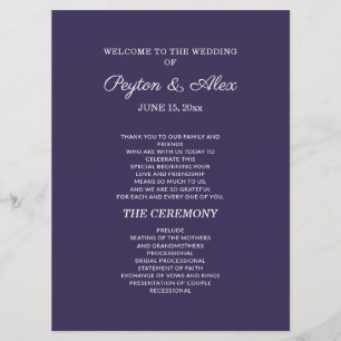 Plum Purple Wedding Program Double-Sided