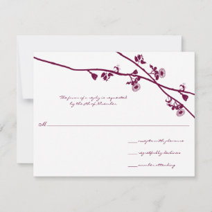 Plum Purple Wildflower Branches Wedding RSVP Card