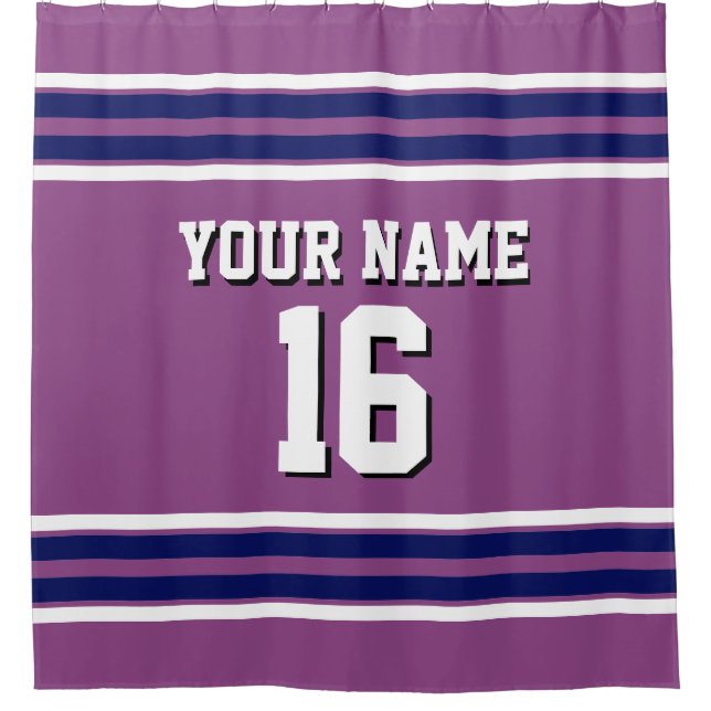 Plum Purple with Navy White Stripes Sports Jersey (Front)