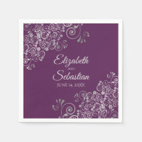 Plum Purple with Silver Frills Elegant Wedding