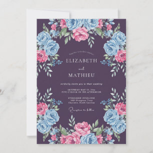 Plum Ravishing Floral Spring Wedding Invitation
